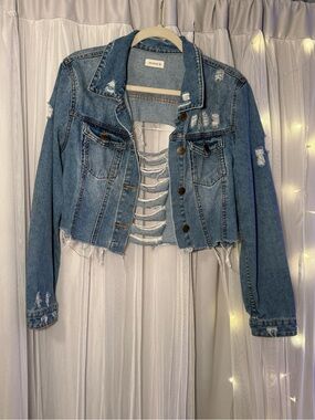 MONO B Distressed Denim Jean Jacket